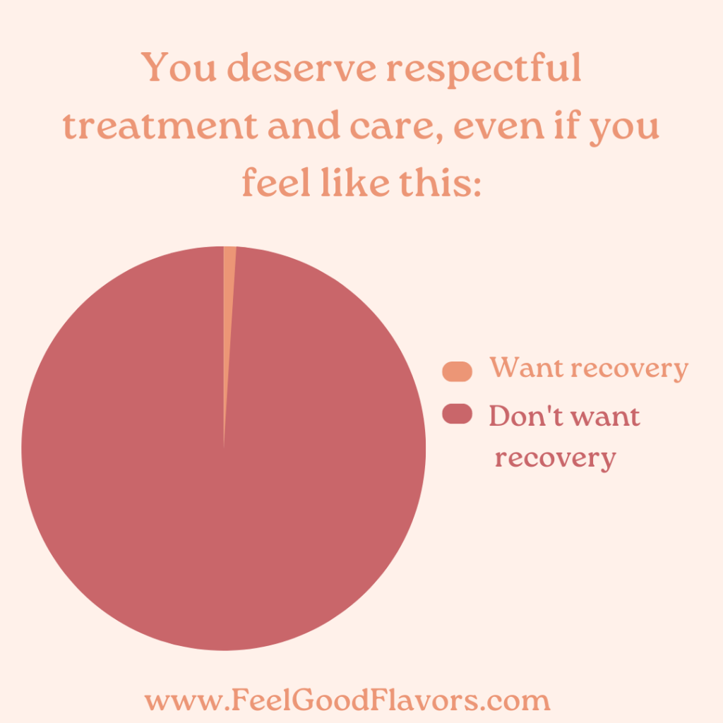 You deserve respectful treatment, even if you don't fully want to recover from your eating disorder.